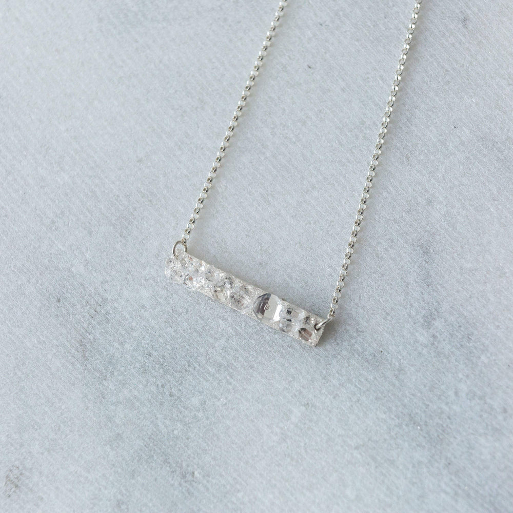 Herkimer Diamond mosaic mini bar layering necklace - luxe.zen