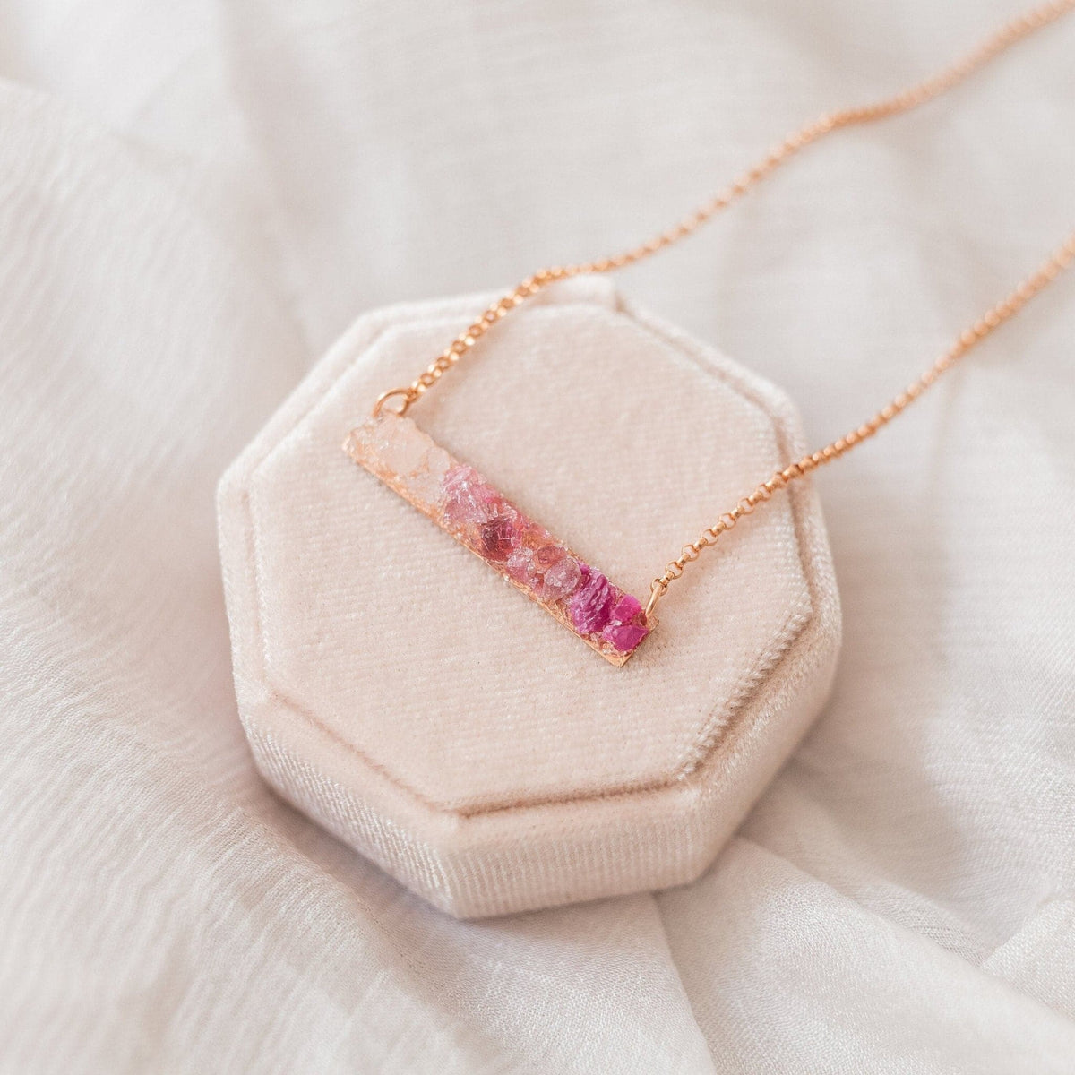 ●ACHA● Greslin Raw Stone Layered Necklace Pink AC23FW04 pink-topaz-gemstone-necklace-