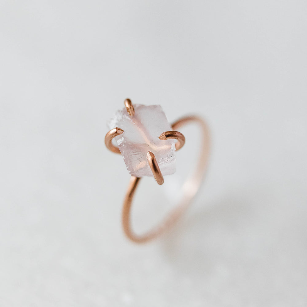 ethically sourced rose quartz ring by luxe.zen