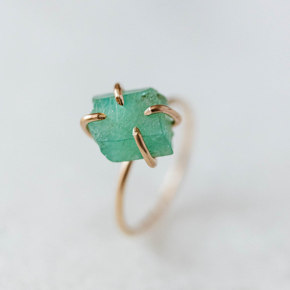 SAMPLE - Raw Ethiopian emerald gemstone ring