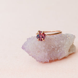 Raw pink/multicolour Winza sapphire gemstone stud earrings