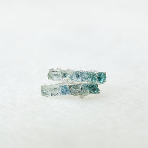 Teal ombre raw gemstone mosaic bar studs