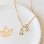 alphabet letter charm for necklace or bracelet in sterling silver, 14k yellow or rose gold