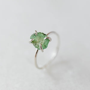 Raw Ethiopian emerald gemstone ring