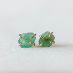 Raw Ethiopian emerald gemstone stud earrings