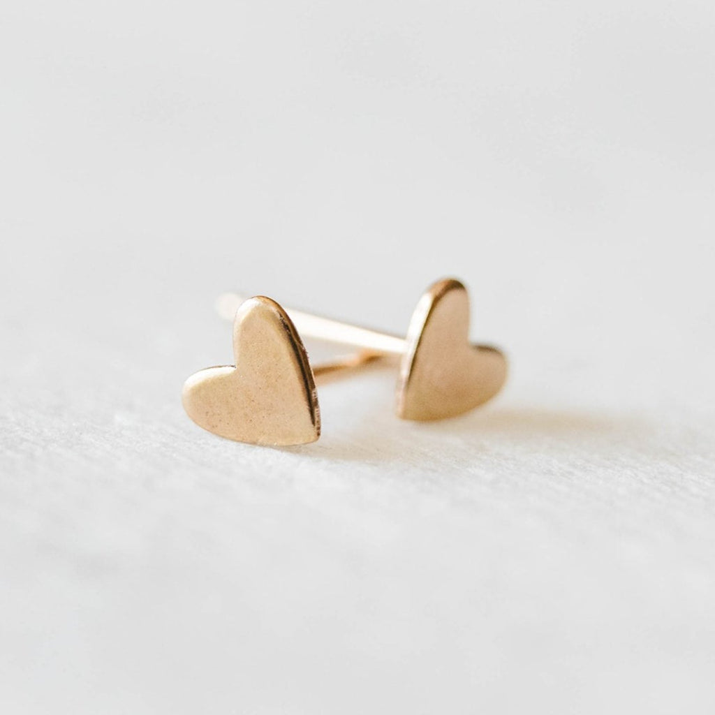 Tiny Heart Studs, 14K Gold Earrings, Cartilage Earrings – AMYO Jewelry