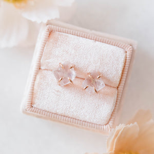 Raw rose quartz gemstone stud earrings - luxe.zen