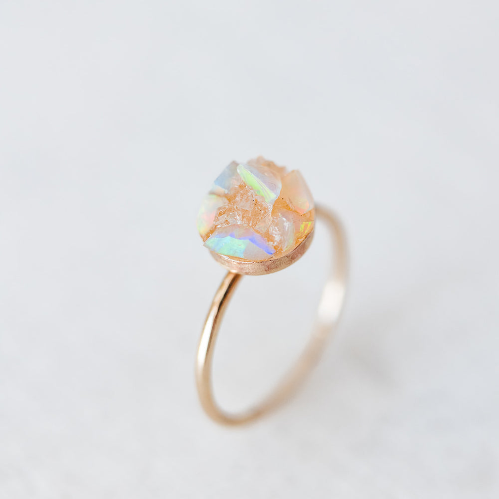 
            
                Load image into Gallery viewer, Raw opal mosaic gemstone ring
            
        