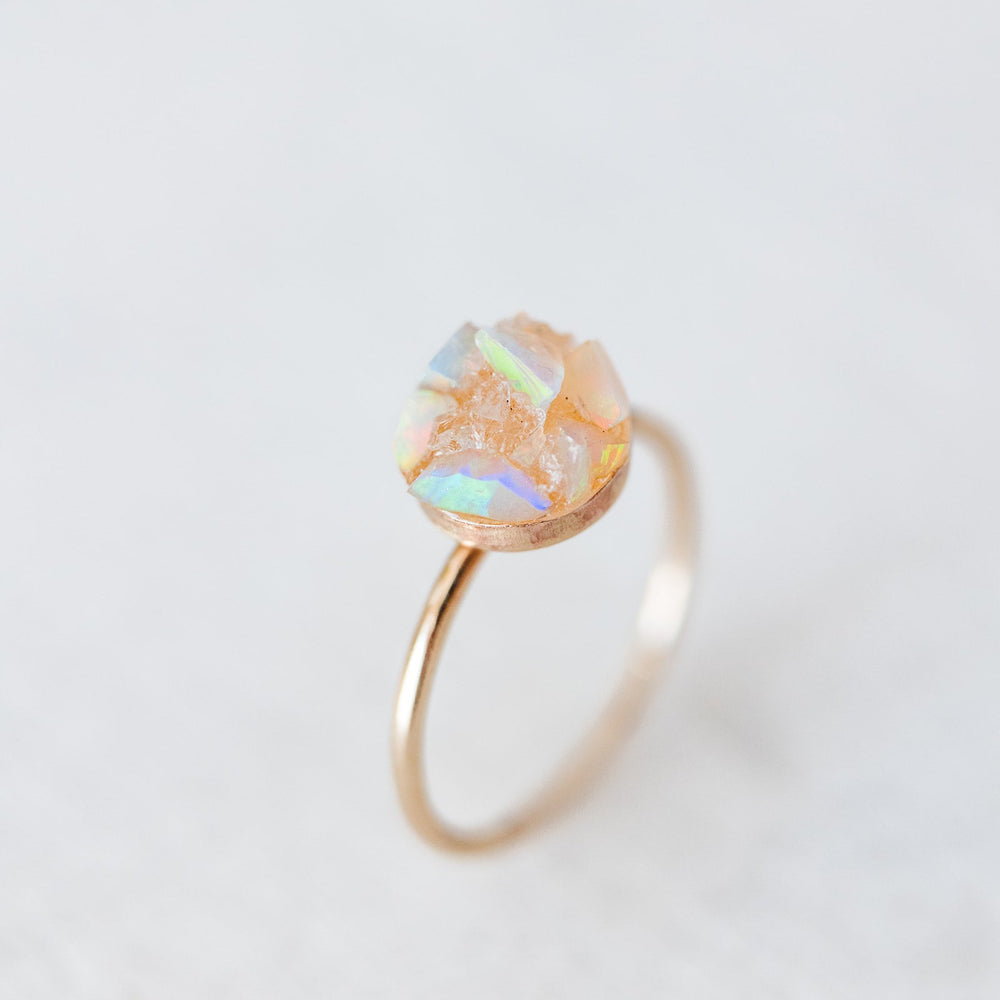 SAMPLE - Raw opal mosaic gemstone ring