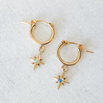 Ethiopian opal faraway star huggie hoop earrings