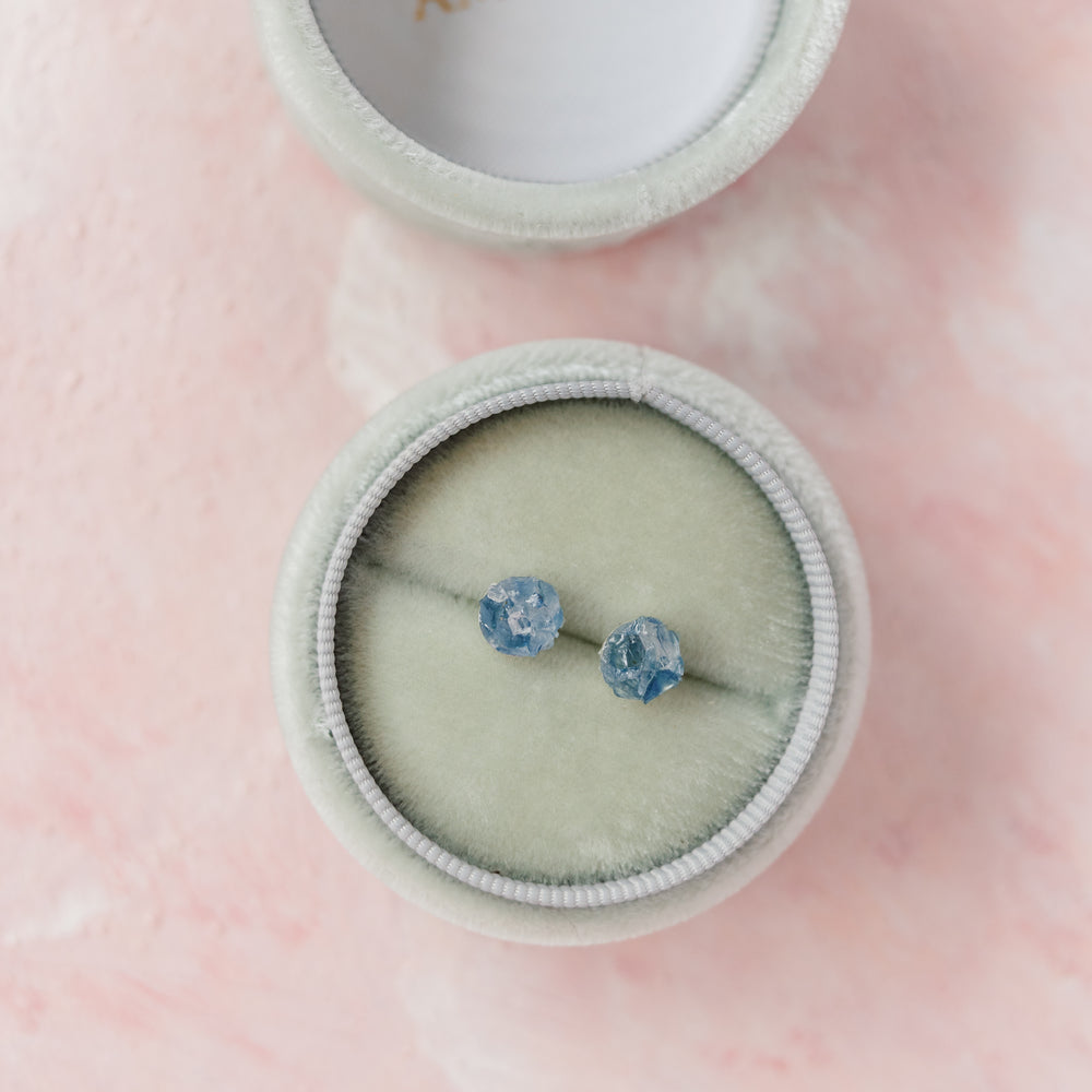 Raw sapphire mosaic gemstone stud earrings - luxe.zen