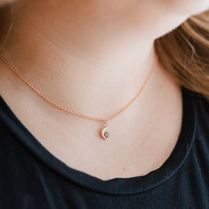 Crescent moon moonstone gemstone charm necklace - luxe.zen