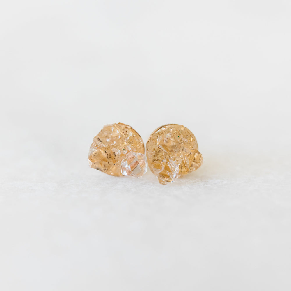 Raw herkimer diamond mosaic gemstone stud earrings - luxe.zen