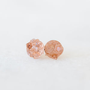 Raw herkimer diamond mosaic gemstone stud earrings - luxe.zen