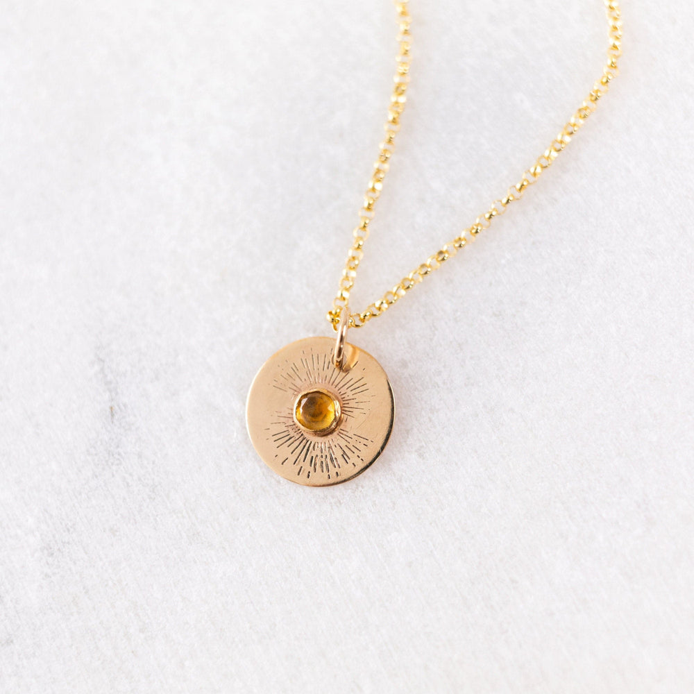 
            
                Load image into Gallery viewer, Citrine sun necklace
            
        