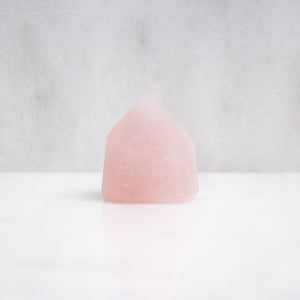 Rose quartz crystal tower