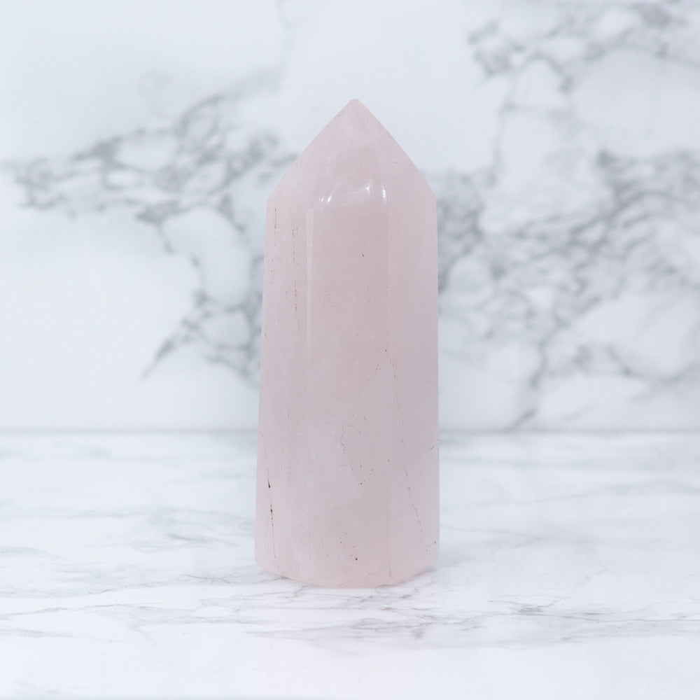 Rose quartz crystal tower