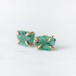 Raw emerald stud earrings - luxe.zen