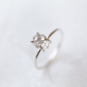 Raw Herkimer diamond quartz prong set ring - luxe.zen