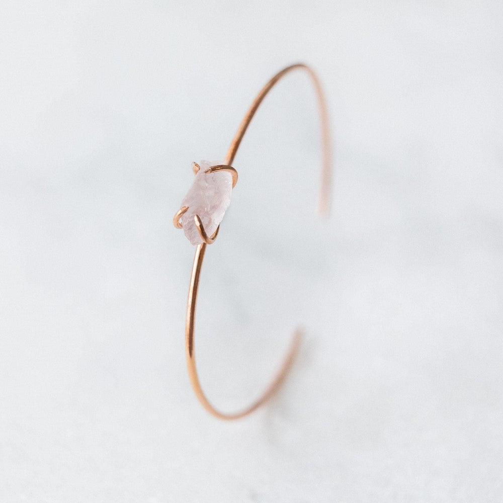 Raw rose quartz bangle bracelet - luxe.zen