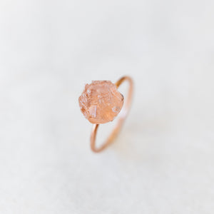 Raw rose quartz mosaic gemstone ring - luxe.zen