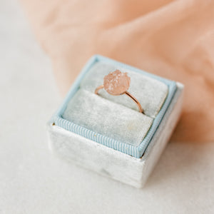 Raw rose quartz mosaic gemstone ring - luxe.zen