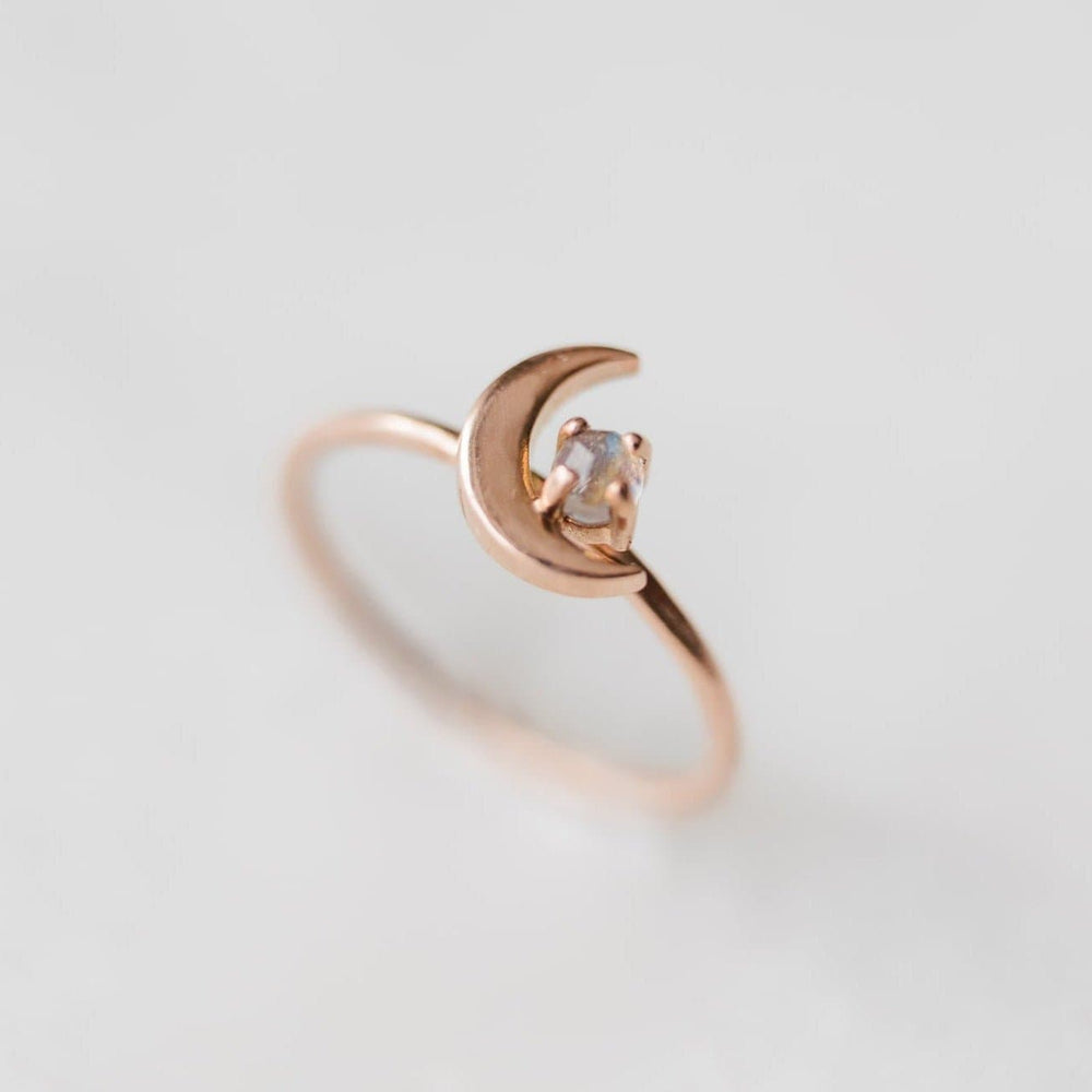 SAMPLE - Rainbow moonstone crescent moon ring - luxe.zen