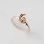 SAMPLE - Rainbow moonstone crescent moon ring - luxe.zen