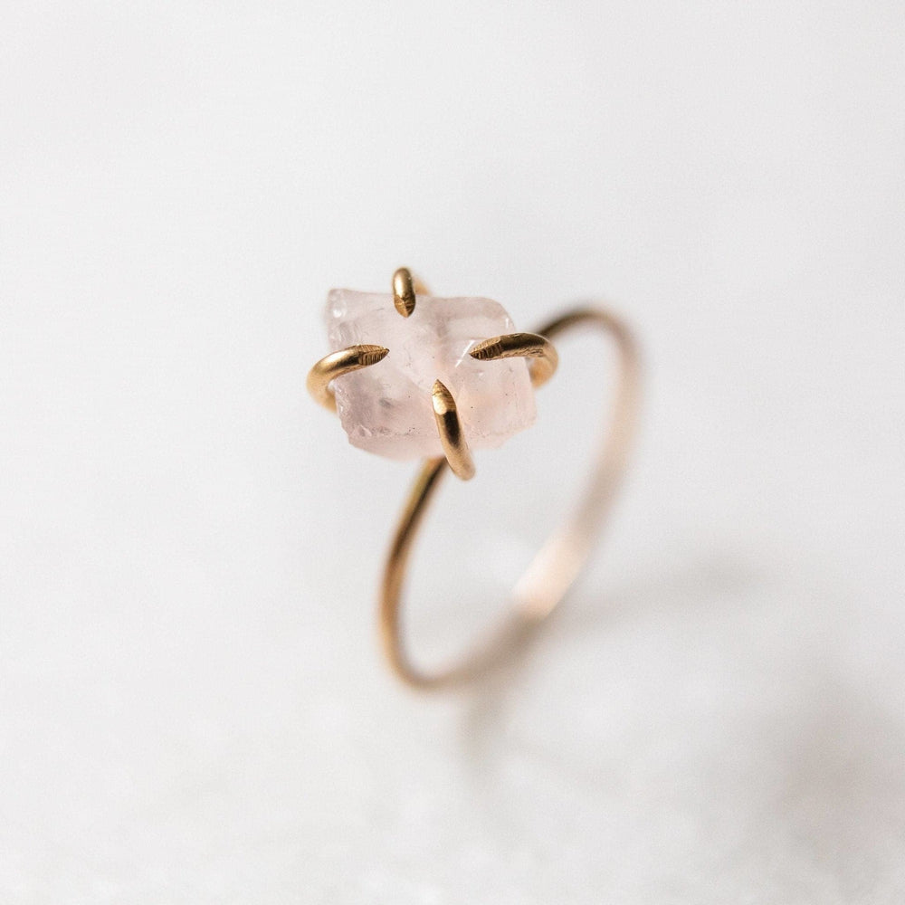 SAMPLE - Raw rose quartz gemstone ring - luxe.zen